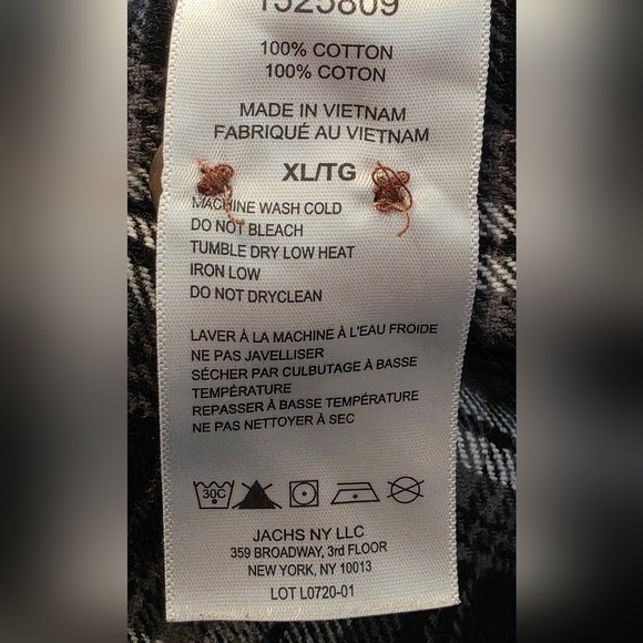 Jachs Men's Black and White Flannel Plaid Button Down Shirt. Xl - Picture 7 of 7